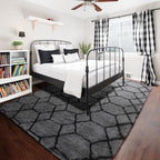 ONASAR 5x8 Area Rugs for Living Room, Fluffy Soft Grey and Black Geometric Rug - Image 7