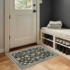 2x3 Rug for Entryway Hallway-Vintage Farmhouse Boho Floral Neutral Washable by Unknown