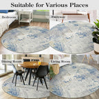 Lahome Modern Abstract Round Rug - 6Ft Large Blue Living Room Rug Washable 6x6 - Image 7