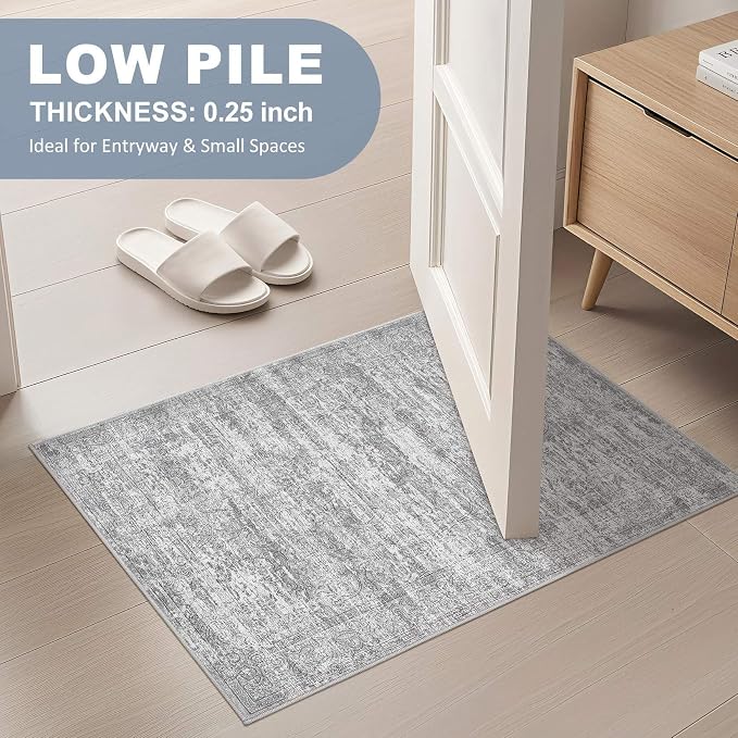 DMOYEST 2x3 Entryway Area Rug: Washable Neutral Modern Abstract Small Rug - Image 3