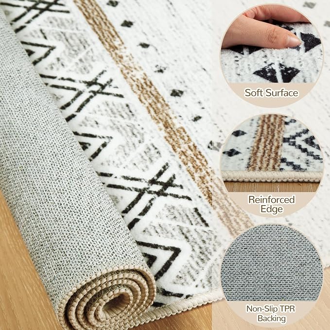 BESTSWEETIE 8x10 Area Rugs for Living Room Washable Moroccan Farmhouse Neutral - Image 3