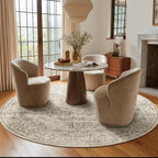 6ft Washable Round Rugs for Bedroom: Circle Living Room Rug Vintage Non Slip - Image 5
