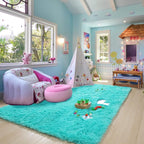 PAGISOFE Soft Fluffy Teal Area Rugs - Image 9