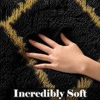 ONASAR 8x10 Area Rugs for Living Room, Fluffy Black and Gold Bedroom Rug - Image 2