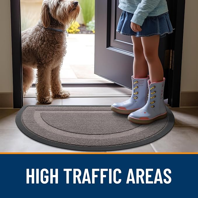 OLANLY Half Circle Door Mat Indoor Outdoor Entrance Welcome, Waterproof - Image 7