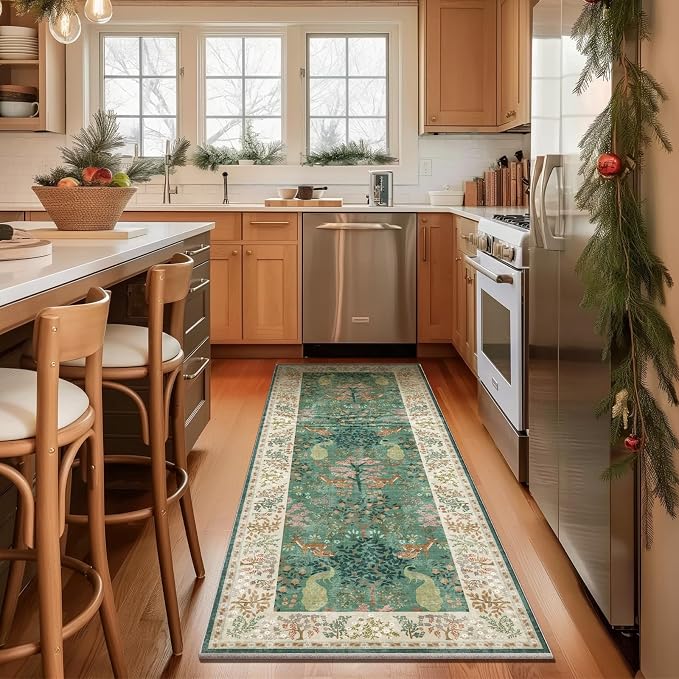 Runner Rug Washable Kitchen Runner: 2'6"x8' Hallway Runner Stain Resistant Non - Image 2