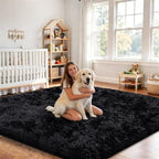 5x7 Area Rug for Living Room:Ultra Soft Fluffy Shag Black Rugs, Large Fuzzy - Image 3