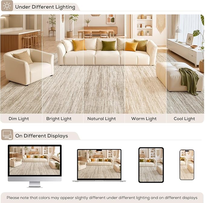 Nakagishi 10X12 Area Rugs Living Room: Washable Large Vintage Rug Neutral - Image 9