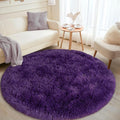 Round Purple Rug for Bedroom, 5 ft Circle Area Rugs for Living Room, Soft by WISHTREE