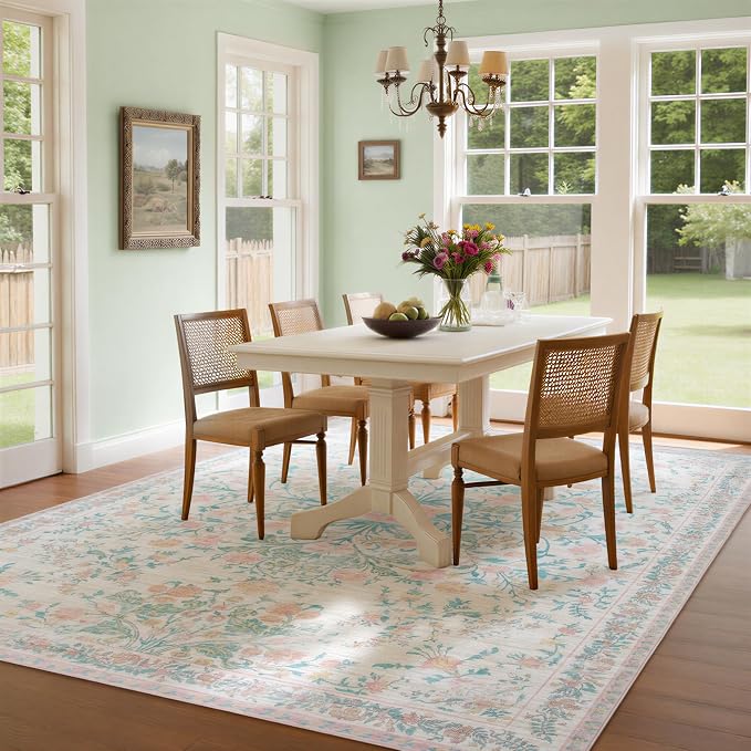 Washable Rugs 8x10 Area Rugs for Living Room, Ultra Soft Faux Wool Retro Carpets - Image 5
