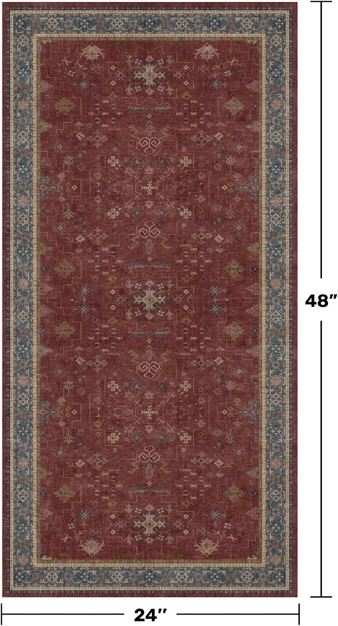 Hazo Haus Burgundy 2x4 Washable Entry Rug - Image 2