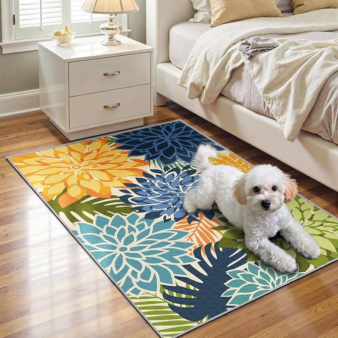Arenarug 2x3 Colorful Washable Small Rug Tropical Botanical Modern Floral - Image 7
