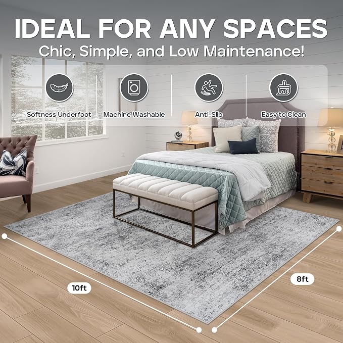 8x10 Area Rugs for Living Room Rug Washable: Modern Large Rug for Dining Room - Image 2