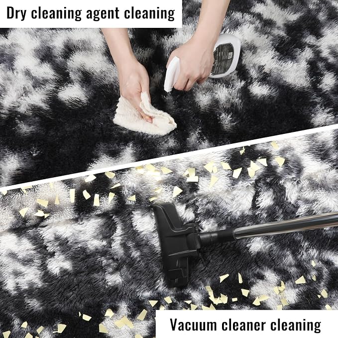 PAGISOFE Black White Rugs for Living Room 6x9, Shag Fuzzy Fluffy Rugs for - Image 6