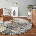 Lahome Moroccan Washable Round Area Rug, Soft Vintage Round Rugs 6ft - Image 5