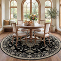 RELEANY Area Rugs Round 7ft Washable Non-Slip, Floral Vintage Distress by RELEANY