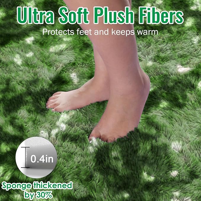 PAGISOFE Fluffy Dark Green Rugs - Image 4