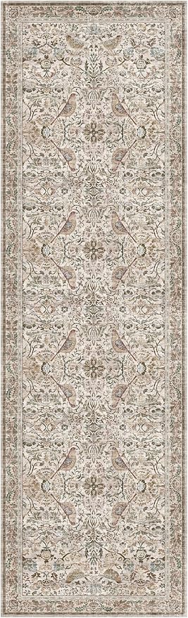Boho 3x10 Moss Green Wide Hallway Runner Rug 10 ft, Washable Extra Long Runner - Image 3