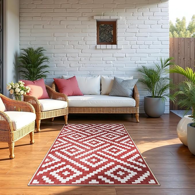 GENIMO Outdoor Rug for Patio Clearance, Waterproof Reversible Christmas Mat - Image 4