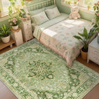 RELEANY Area Rugs 8'x10' Washable Non-Slip, Floral Vintage Distress Medallion - Image 3