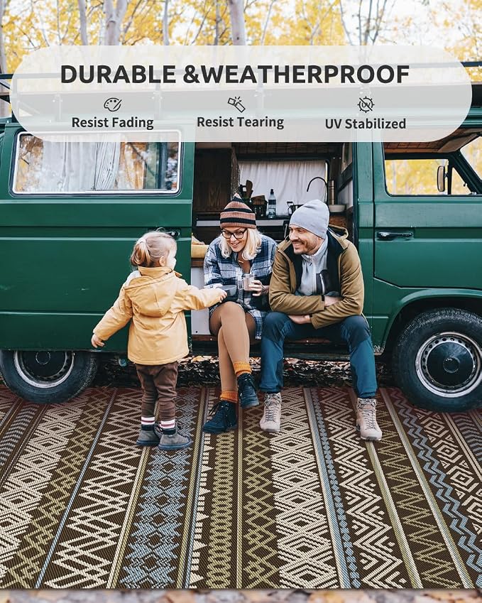 MontVoo Outdoor Rug Carpet Waterproof-Patio Rug Mat 8x10 Reversible RV Outdoor - Image 4