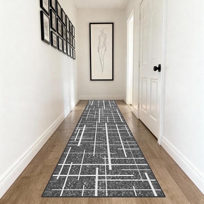 Non Slip Hallway Runner Rug 2x10, Washable Long Rug, Woven Thin Low Pile Carpet - Image 9