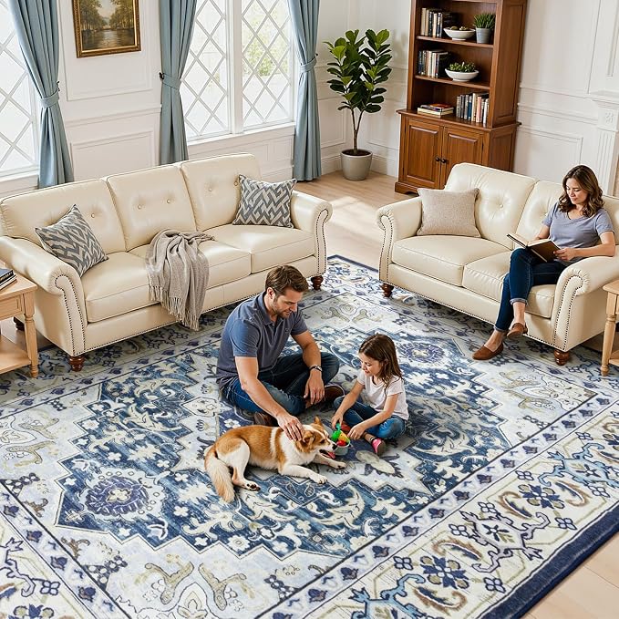 Lessymo 8 x 10 Area Rugs for Living Room, Machine Washable Area Rugs Boho Faux - Image 5