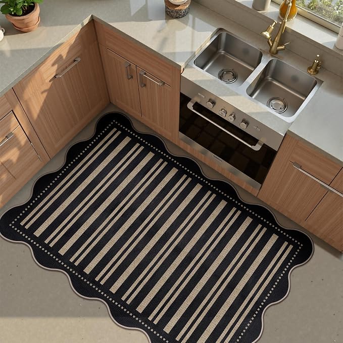 Striped Easy Jute Front Door Mat, 2.6x4 Washable Entryway Rug Non Slip Small - Image 7