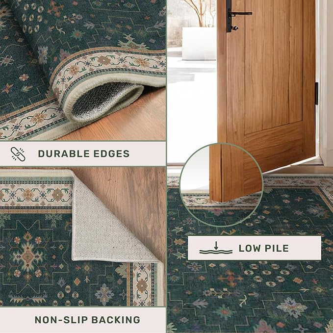 Hazo Haus Dark Green 4x6 Living Room Rug - Image 7