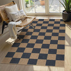 Lahome Colette Checkered Easy Jute Indoor Outdoor Carpet, 3x5 Washable Rugs by Lahome