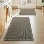Upgraded Waffle Bath Mat Set of 2, Super Absorbent Non Slip Bath Mats by AMOAMI