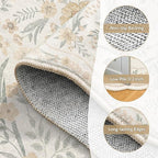 Scalloped Floral Rug 7x9, Neutral Beige Washable Non Slip Area Rug - Image 5