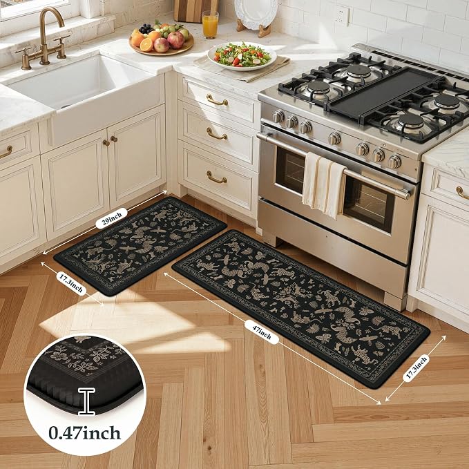 LEEVAN Cushioned Kitchen Mats for Floor 2 Piece, Anti Fatigue Mats for Kitchen - Image 2