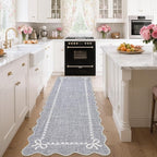 GarveeHome Scalloped Bow Rug for Living Room, Solid Grey Rug for Dorm, Washable - Image 2