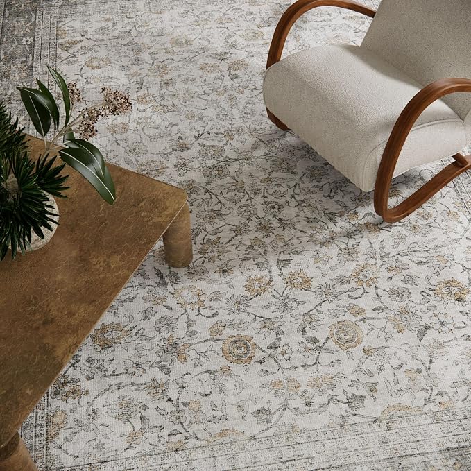Machine Washable Rugs for Living Room: 8x10 Area Rugs for Bedroom Vintage Stain - Image 4