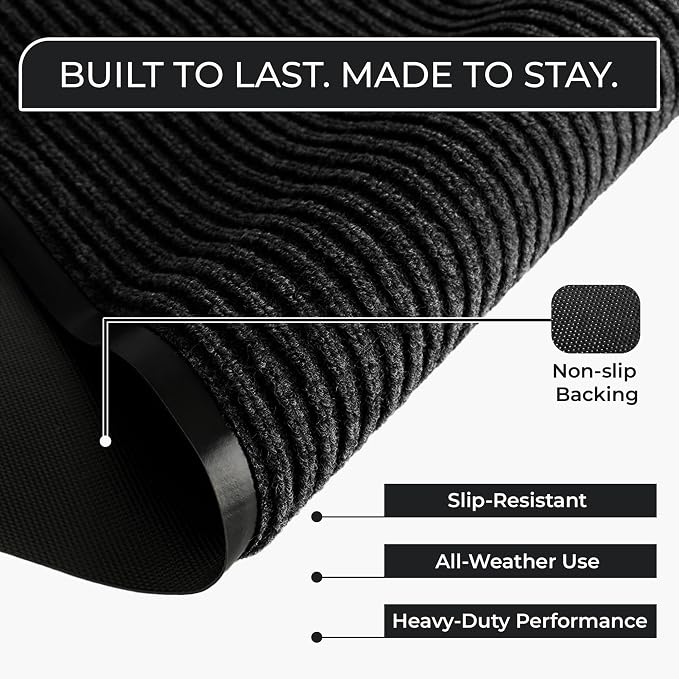 Large Door Mat 3' x 5' Black, Heavy Duty Commercial Floor Mat, Industrial Floor - Image 7