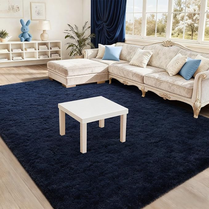 BENRON Navy Blue Fluffy Rugs for Living Room Bedroom 4x6, Soft Plush Fuzzy - Image 5