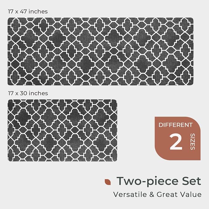 FRESHMINT Kitchen Mat Set of 2, Anti-Fatigue Cushioned Kitchen Mats - Image 6