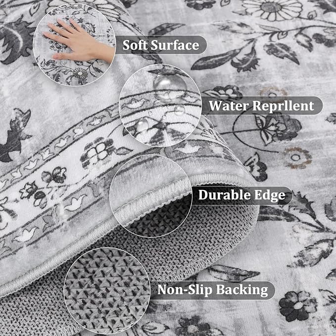 Yamaziot Washable Runner Rug 2x8 – Non Slip Boho Floral Hallway Runner Rug - Image 5