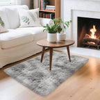 2x3 ft Shaggy Tie Dyed Grey Rug Small, Fluffy Furry Area Rugs - Image 2