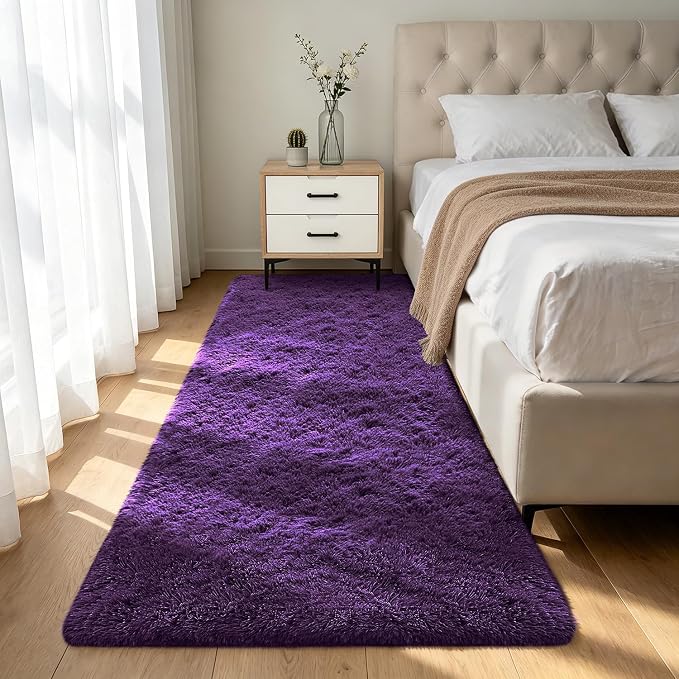 Shag Runner Rug for Bedroom Living Room 3x7 Upgrade Non-Slip Fluffy Soft by Boshengya