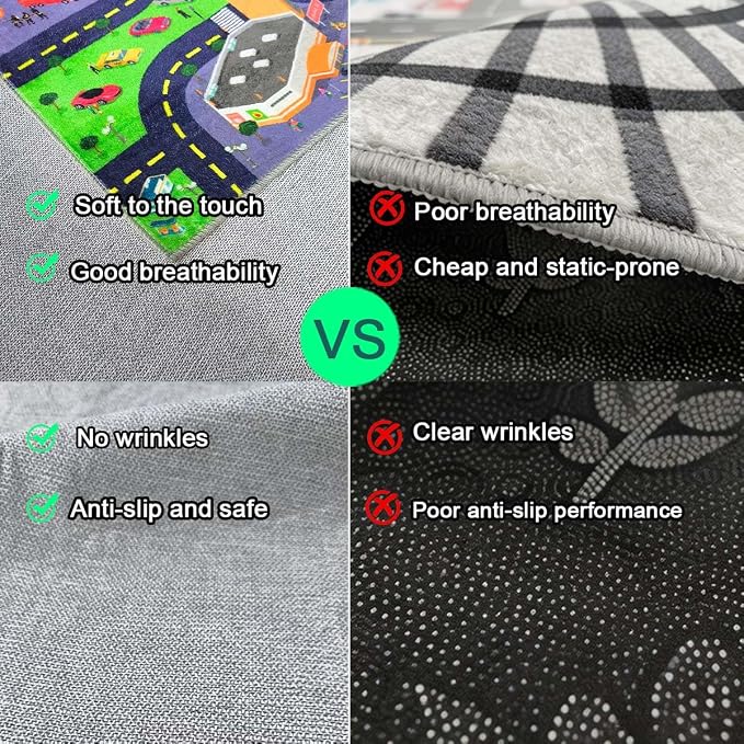 Kids Rug Playroom Car Play Mat City Life Road Rug - Image 3