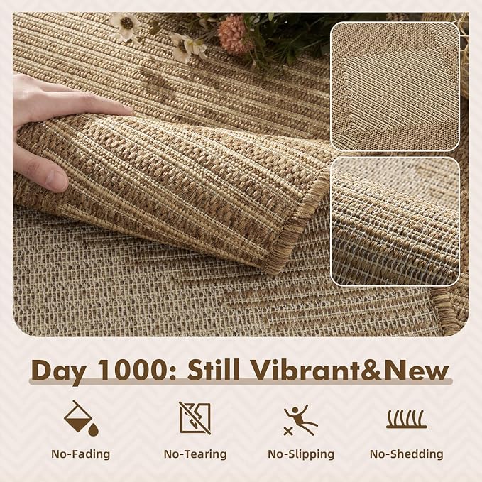 MontVoo-Outdoor Rug Carpet Patio Rug 8x10 Polypropylene Indoor Outdoor Rugs - Image 2
