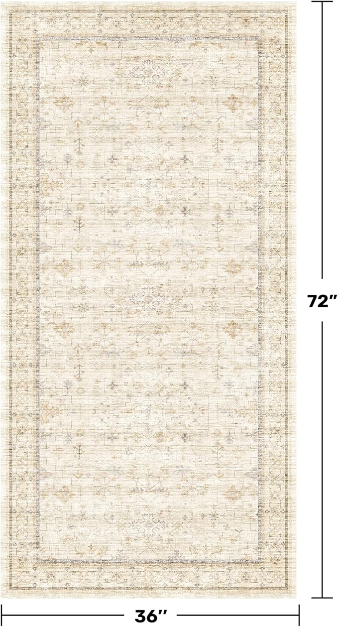 3x6 Wide Area Rugs for Hallways Non Slip, Machine Washable Rug for Kitchen Floor - Image 2