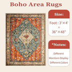 SERISSA Boho Area Rug for Entryway, 3x4 | Washable, Ultra Soft Print Distressed - Image 6