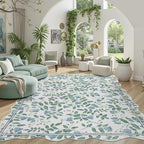 DCX Washable Botanical Floral Rug 5x7, Non Slip Low Pile Carpet by DCXWashableRug