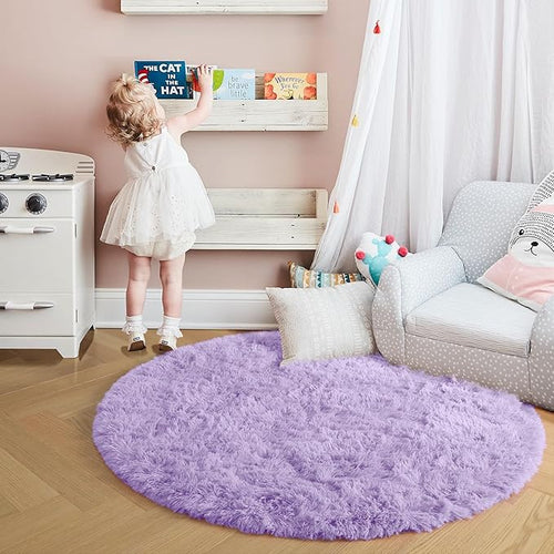 Amdrebio Light Purple Small Round Rugs 3Ft - Image 2