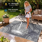 Pauwer Waterproof Outdoor Rug 6x9, Reversible Plastic Straw Patio Camping Rug - Image 4