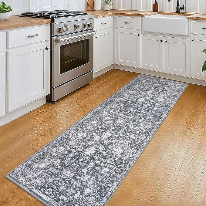 KILOCOCO Hallway Runner 2x6 Rug Runner Printed Vintage Floral Washable Kitchen - Image 3