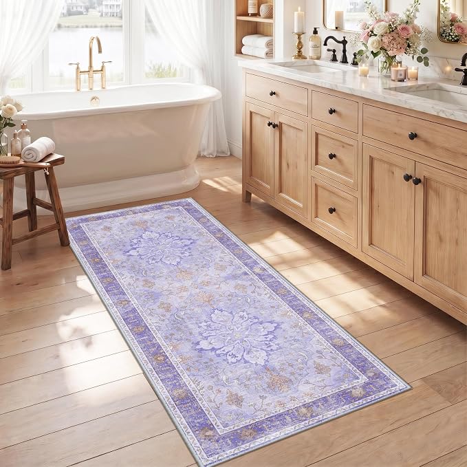 RELEANY Area Rugs Runner 2'6"x5' Washable Non-Slip, Floral Vintage Distress by RELEANY